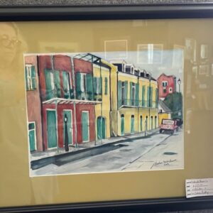 Painting of a street and buildings in New Orleans